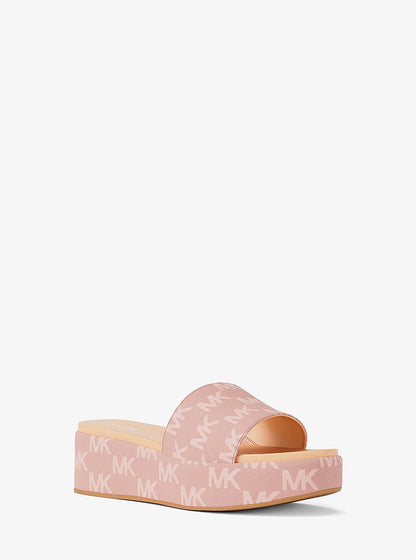 Michael Kors Sadler Logo Jacquard Platform Slide Sandal