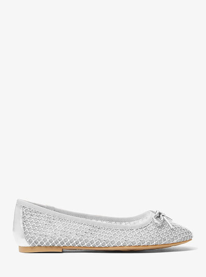 Michael Kors Savannah Embellished Mesh Ballet Flat SILVER