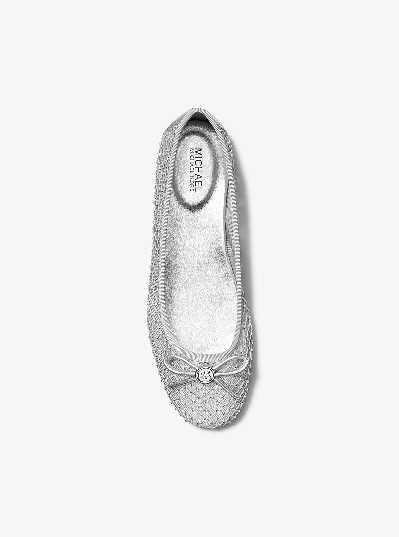 Michael Kors Savannah Embellished Mesh Ballet Flat SILVER