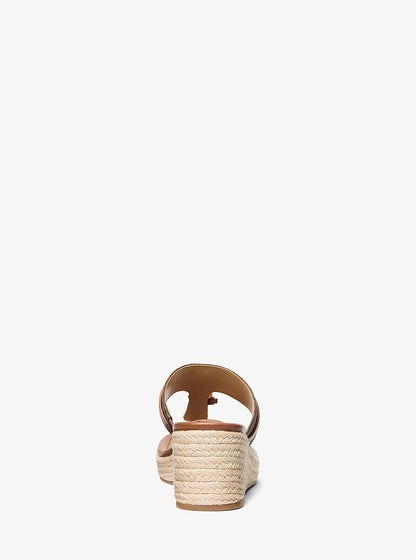 Michael Kors Zoe Signature Logo Wedge Sandal BROWN