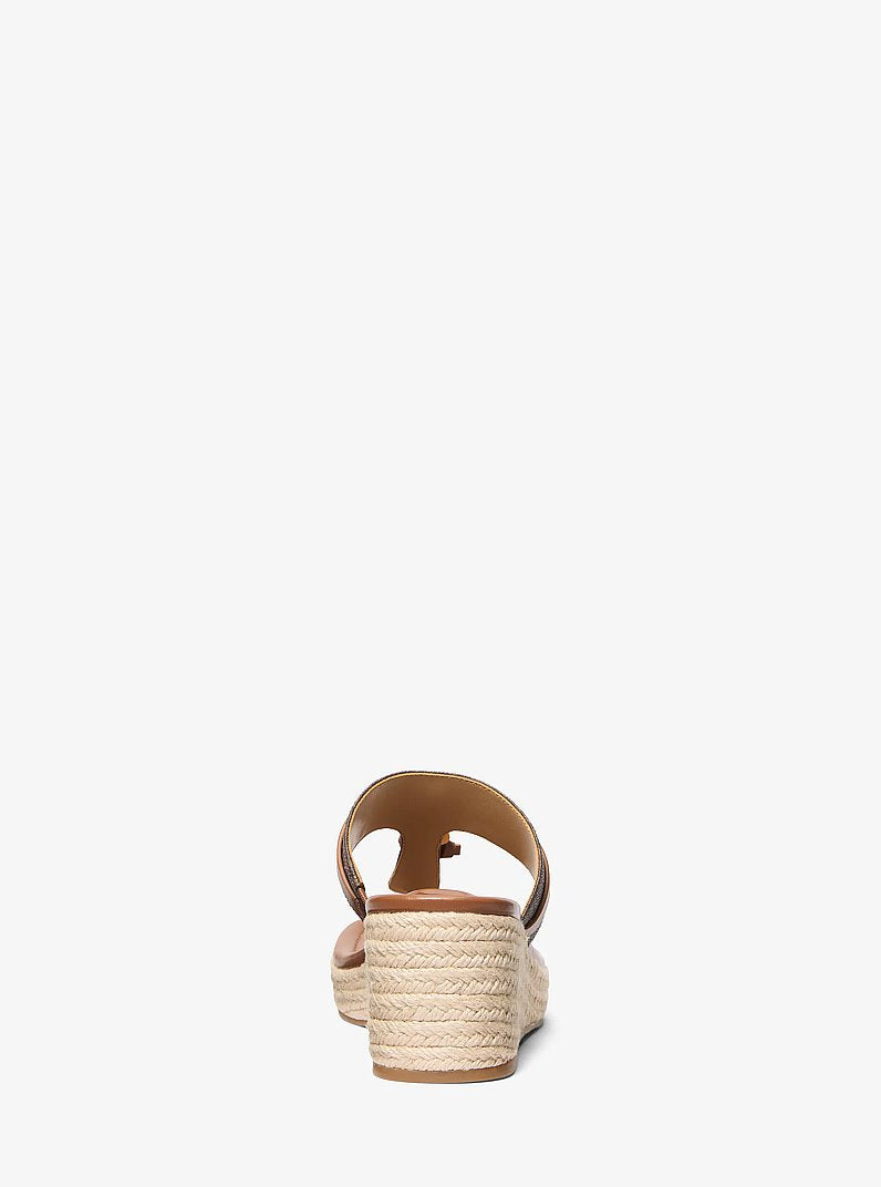 Michael Kors Zoe Signature Logo Wedge Sandal BROWN