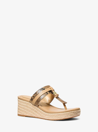Michael Kors Zoe Snake Embossed Wedge Sandal