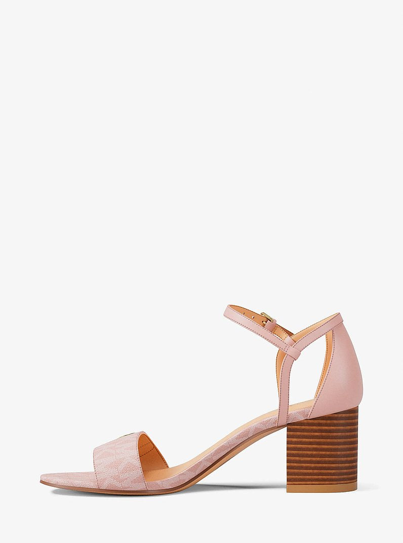 Michael Kors Hannah Signature Logo Block Heel Sandal POWDER BLUSH