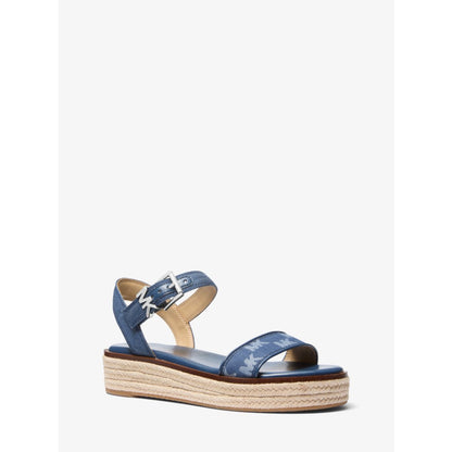 Michael Kors Richie Logo Jacquard Denim Espadrille Sandal