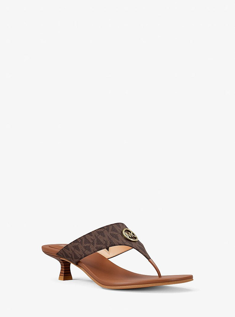 Michael Kors Anneka Signature Logo Thong Sandal BROWN MULTI