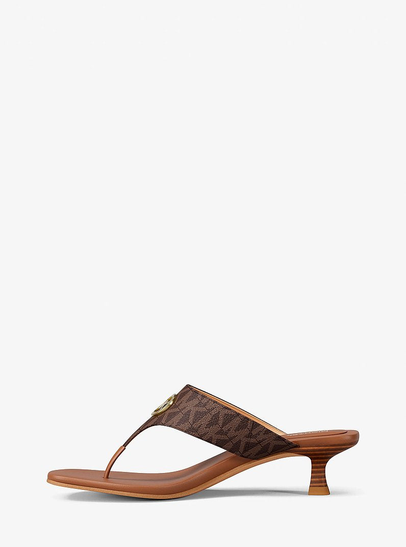 Michael Kors Anneka Signature Logo Thong Sandal BROWN MULTI