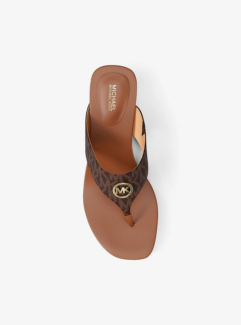 Michael Kors Anneka Signature Logo Thong Sandal BROWN MULTI