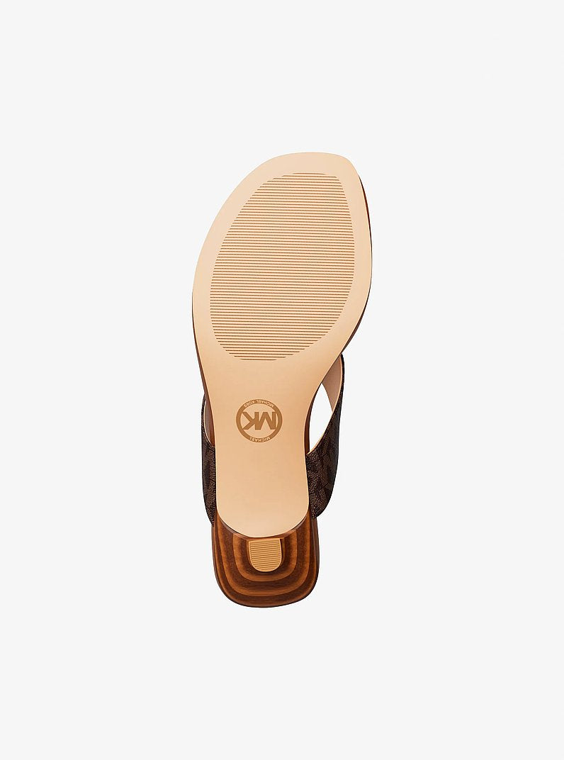 Michael Kors Anneka Signature Logo Thong Sandal BROWN MULTI