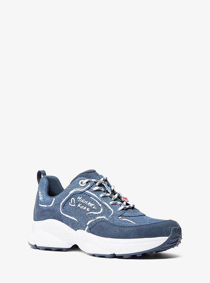 Michael Kors Jett Embellished Denim Trainer DK VT BLUWSH