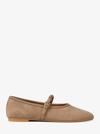 Michael Kors Phoebe Embellished Leather Ballet Flat CAMEL