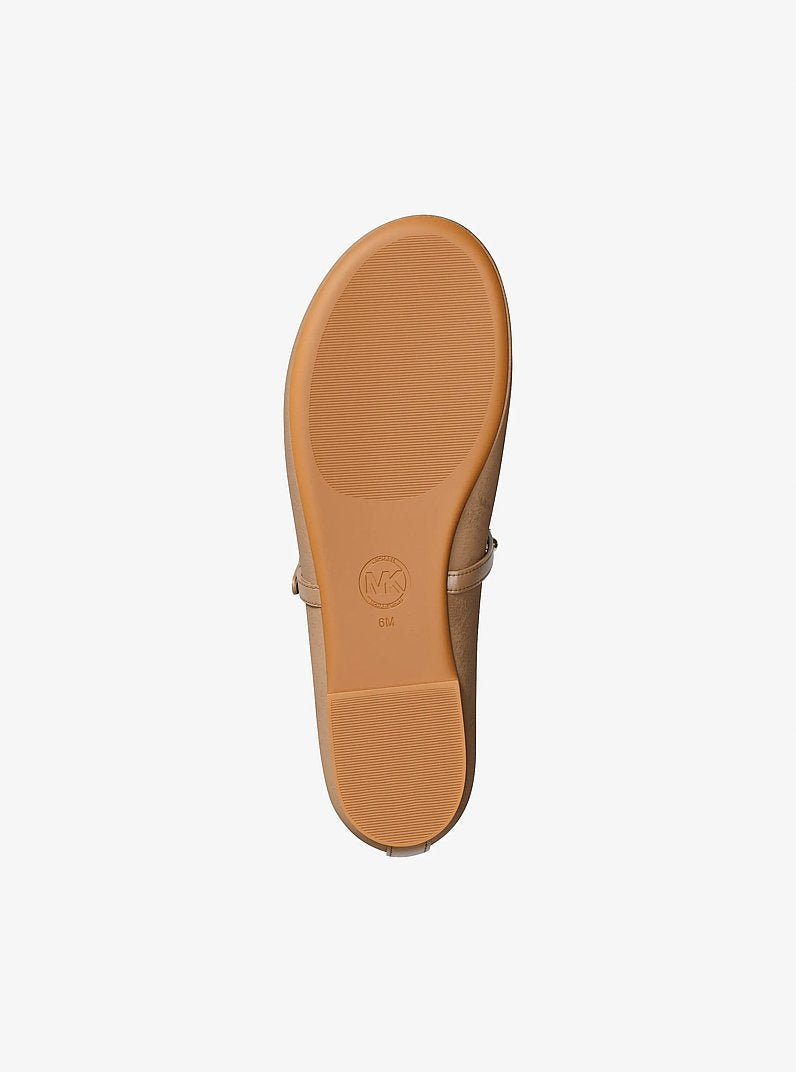Michael Kors Phoebe Embellished Leather Ballet Flat CAMEL