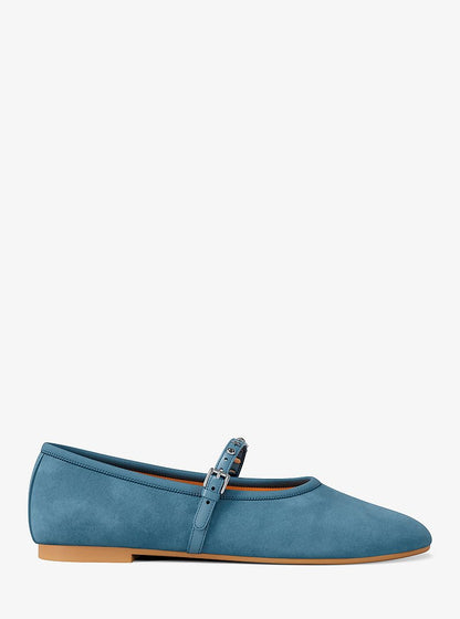 Michael Kors Phoebe Embellished Leather Ballet Flat DENIM