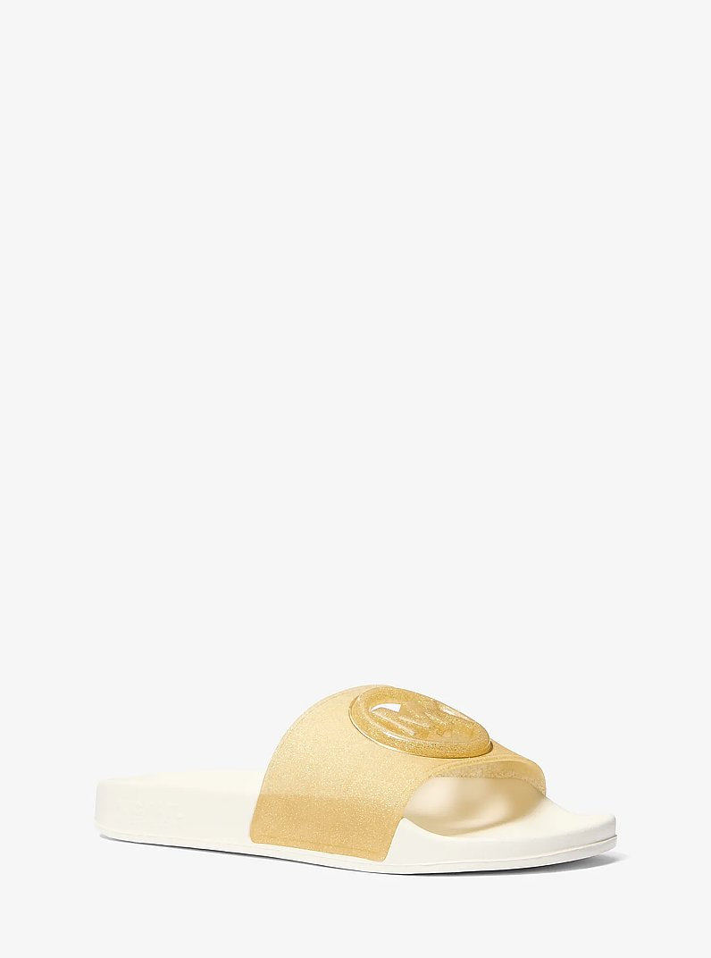 Michael Kors Penny Glitter Embellished PVC Slide Sandal PALE GOLD