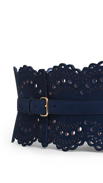 Alaïa Bustier Belt In Perforated Vienne Nubuck