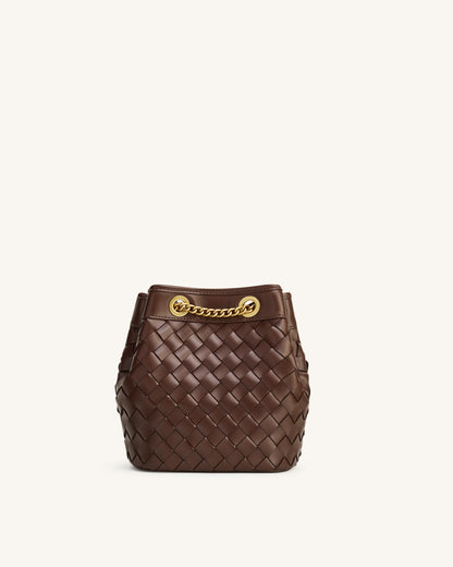 Jw Pei Yara Hand Woven Bucket Bag Dark Brown
