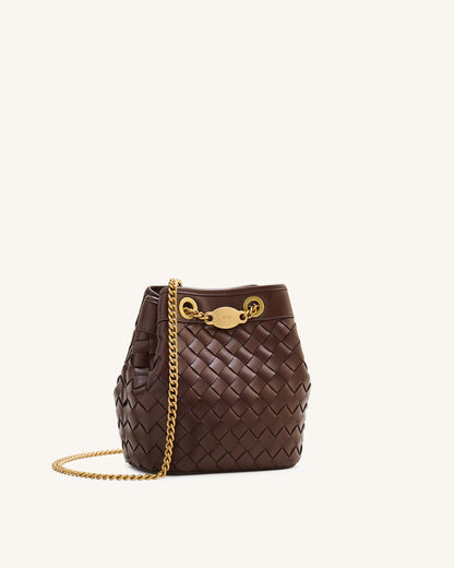 Jw Pei Yara Hand Woven Bucket Bag Dark Brown