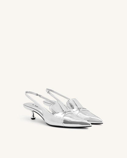 Jw Pei Carla Metallic Kitten Heel Pumps Silver