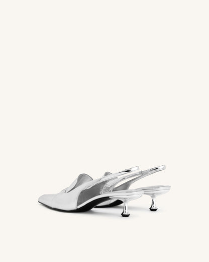 Jw Pei Carla Metallic Kitten Heel Pumps Silver