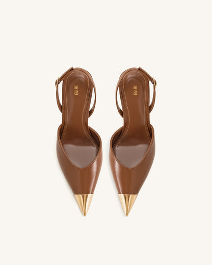 Jw Pei Savannah Gold Tipped Slingback Pumps Brown