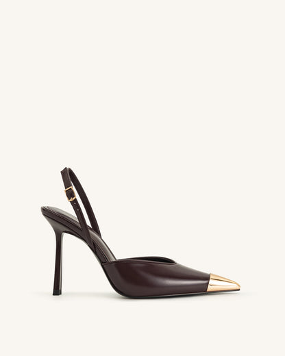 Jw Pei Savannah Gold Tipped Slingback Pumps Burgundy
