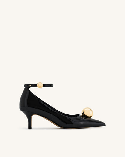 Jw Pei Jewel Buckle Kitten Heels Pumps Black