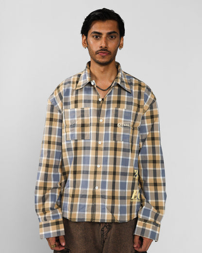 SPIRIT OF ECSTASY HIGH-LOW CHECKED SHIRT