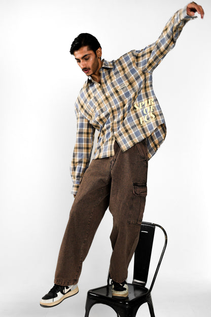 SPIRIT OF ECSTASY HIGH-LOW CHECKED SHIRT