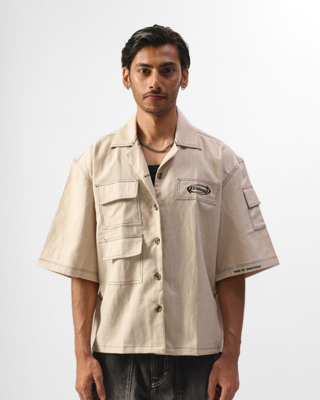 MOMENTOS CROPPED BOWLING SHIRT