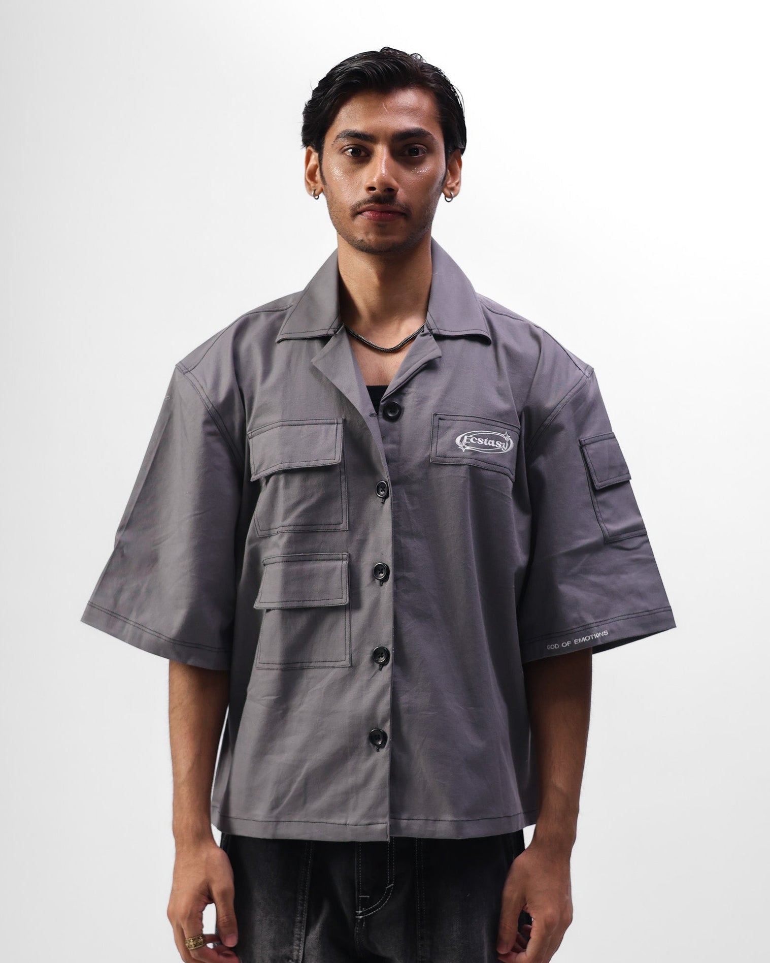 OCEAN BLISS CROPPED BOWLING SHIRT