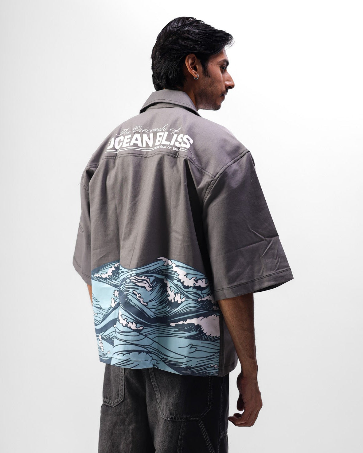OCEAN BLISS CROPPED BOWLING SHIRT