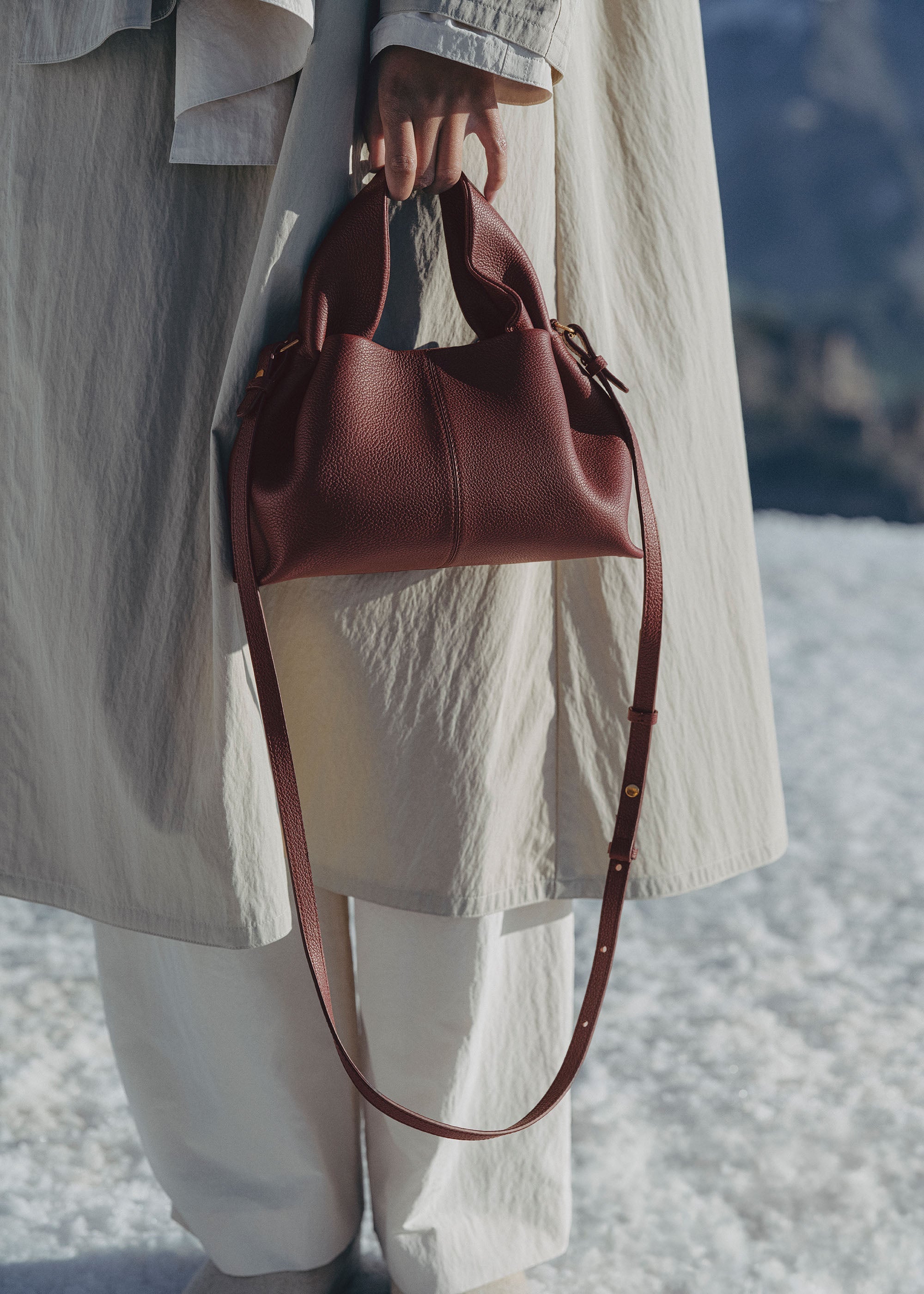 Polene Numero Neuf Mini Textured Black Cherry