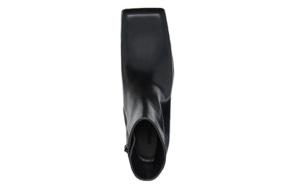 Balenciaga Square Toe Leather Ankle Boot Black