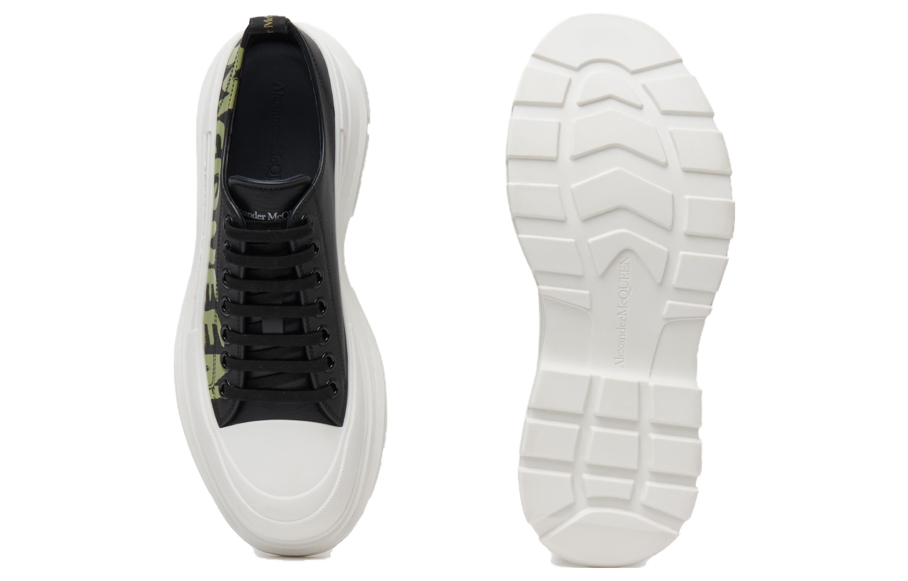 Alexander McQueen Tread Slick Low Lace Up Graffiti Black Khaki