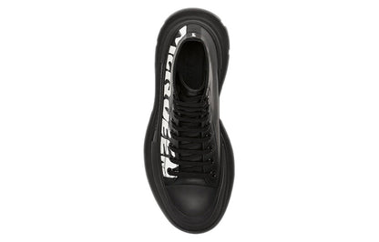 Alexander McQueen Tread Slick Boot Leather Graffiti Black White