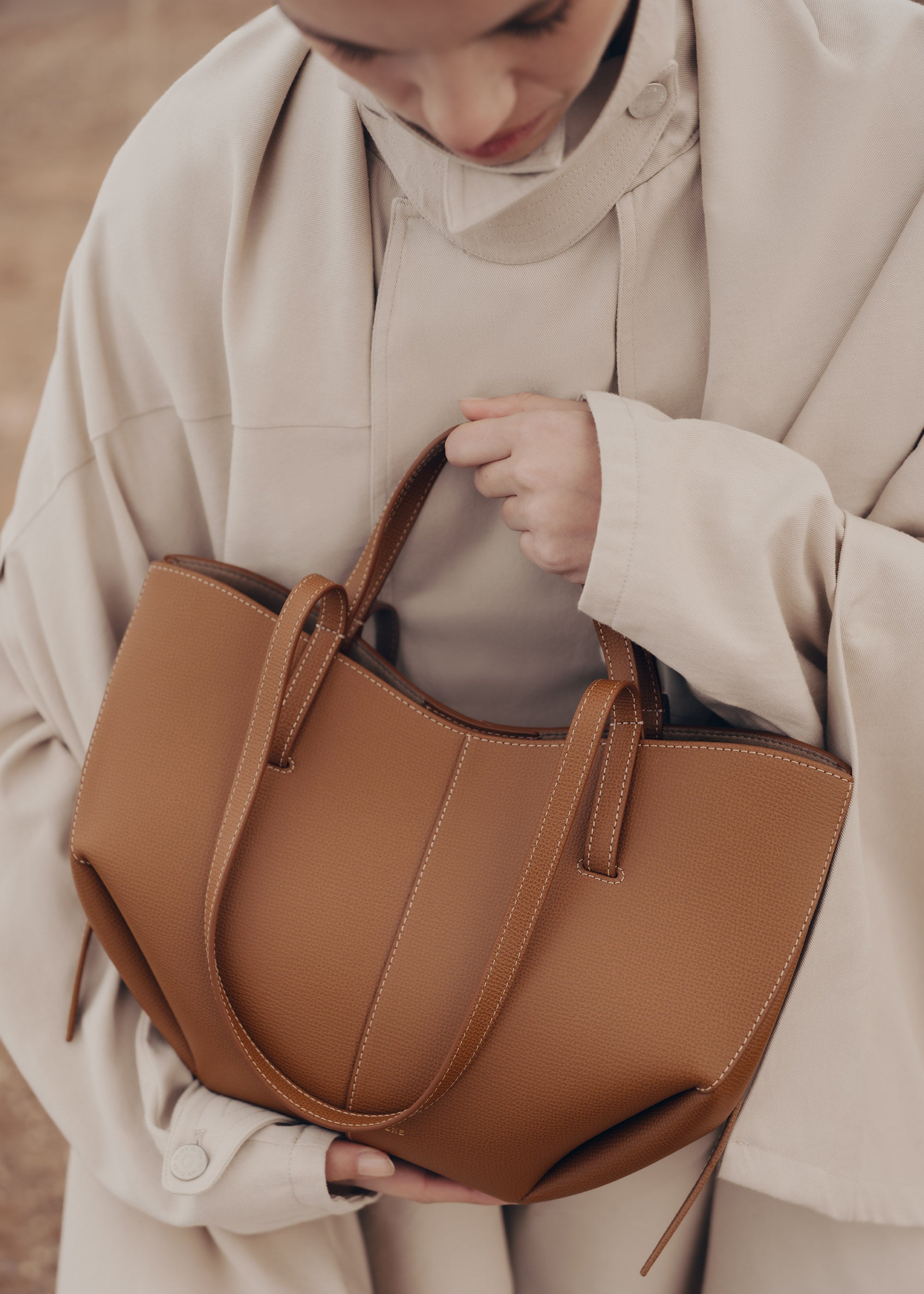 Polene Cyme Mini Textured Camel