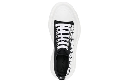 Alexander McQueen Tread Slick Low Lace Up Graffiti Shoes Black White (Women's)