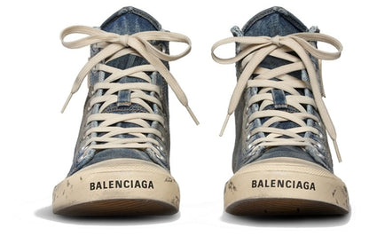 Balenciaga Paris High Top Blue Destroyed Denim