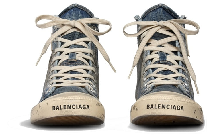 Balenciaga Paris High Top Blue Destroyed Denim
