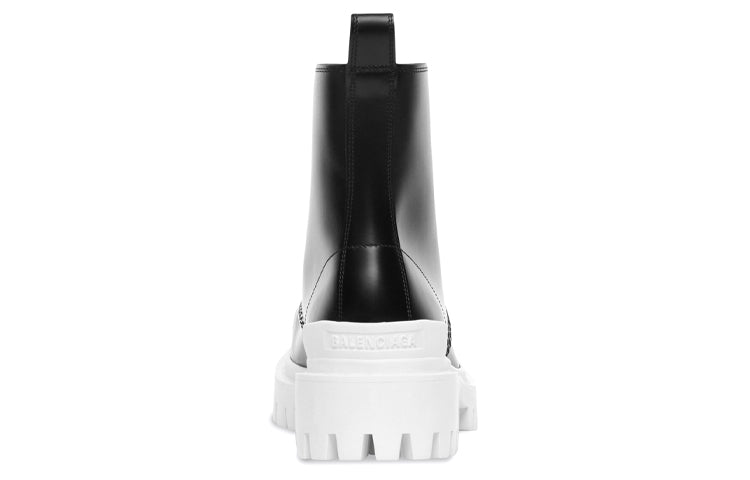 Balenciaga Strike Lace-Up Boot Black White
