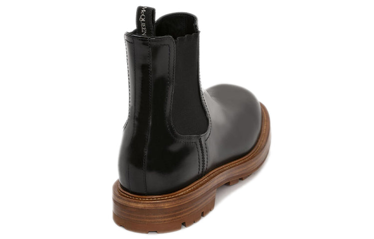 Alexander McQueen Leather Chelsea Boots Black Brown