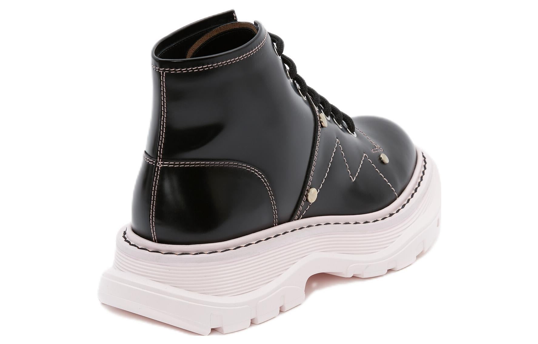 Alexander McQueen Tread Lace-Up Boot Black Pink (Women's)