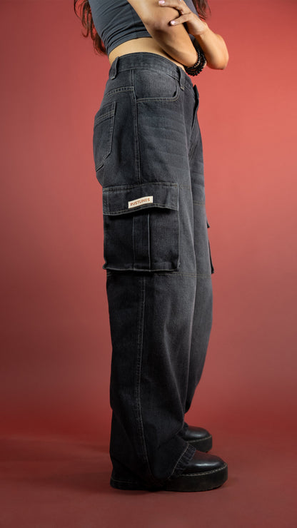 BLACK DENIM WOMEN'S CARGO