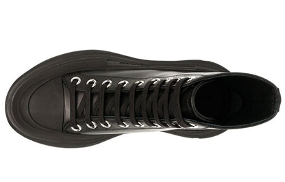 Alexander McQueen Tread Slick Boot Leather Black Black (Women's)