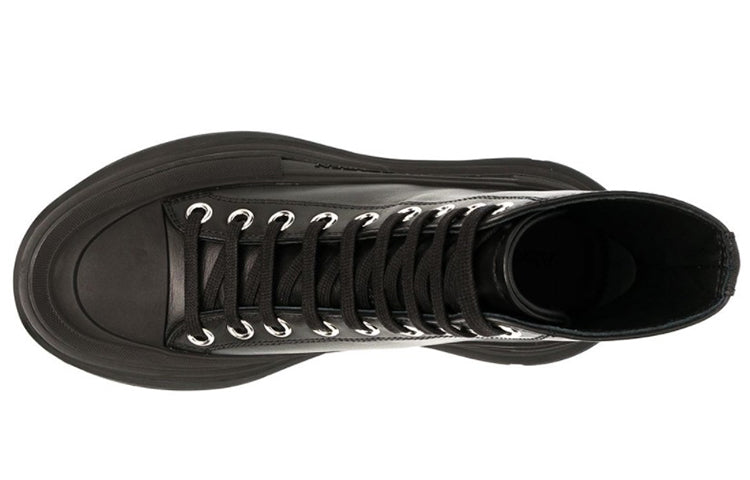 Alexander McQueen Tread Slick Boot Leather Black Black (Women's)