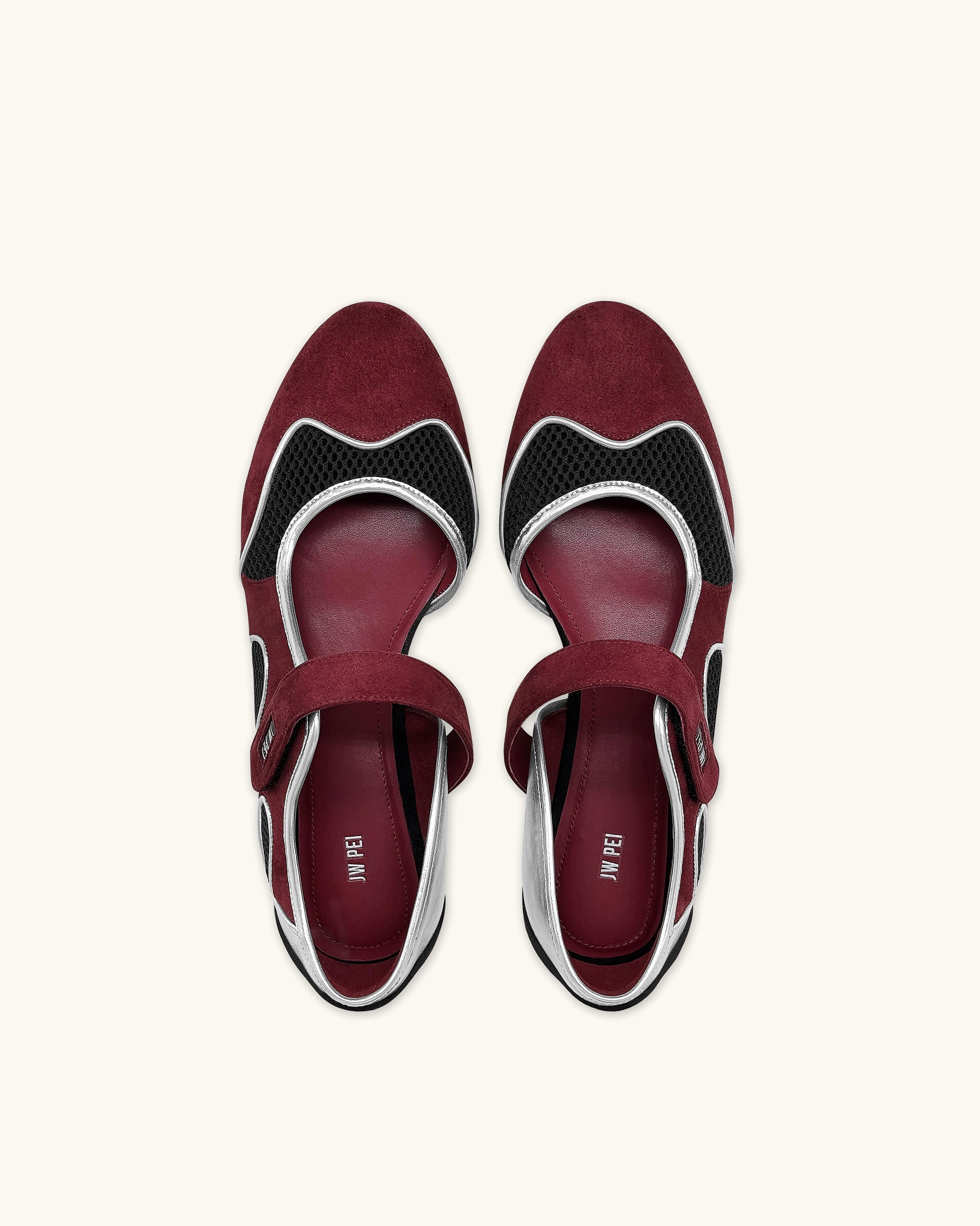 Jw Pei Zoe Mary Janes Flats Burgundy Black