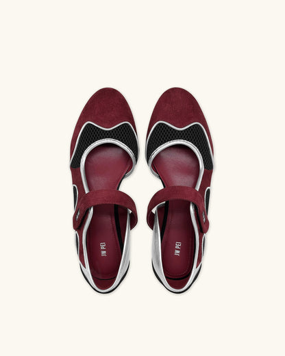 Jw Pei Zoe Mary Janes Flats Burgundy Black