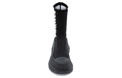 Alexander McQueen Graffiti Knit Tread Slick Boot Black