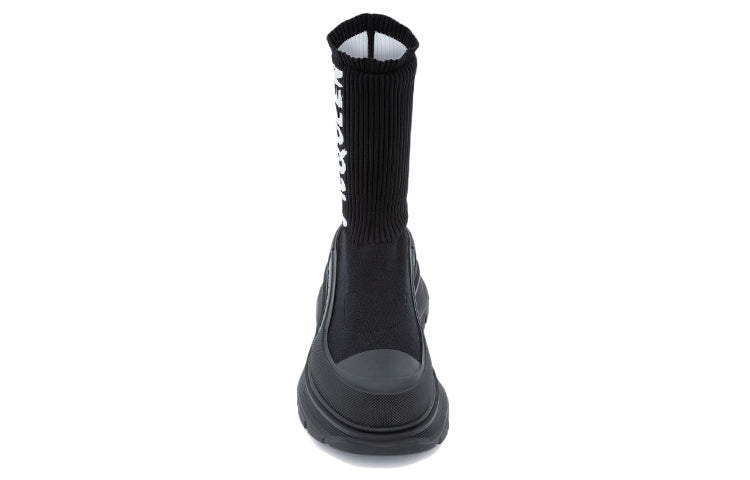 Alexander McQueen Graffiti Knit Tread Slick Boot Black