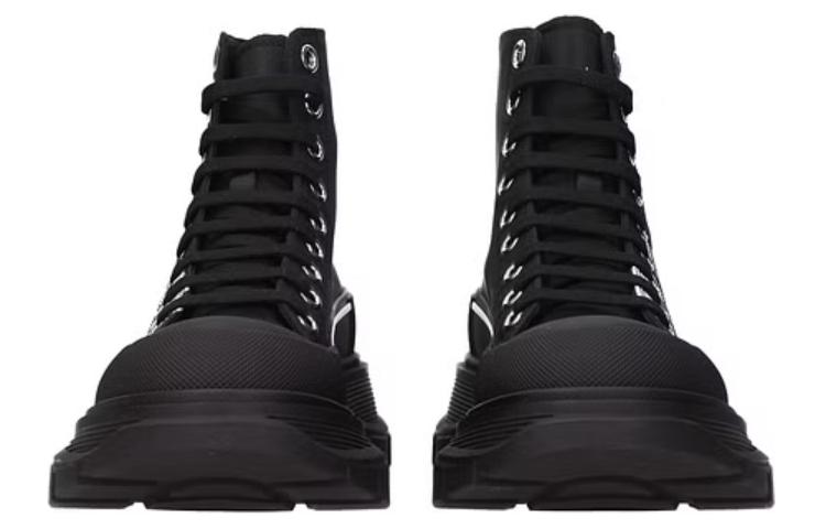 Alexander McQueen Tread Slick Boot Polyfaille Graffiti Black White (Women's)