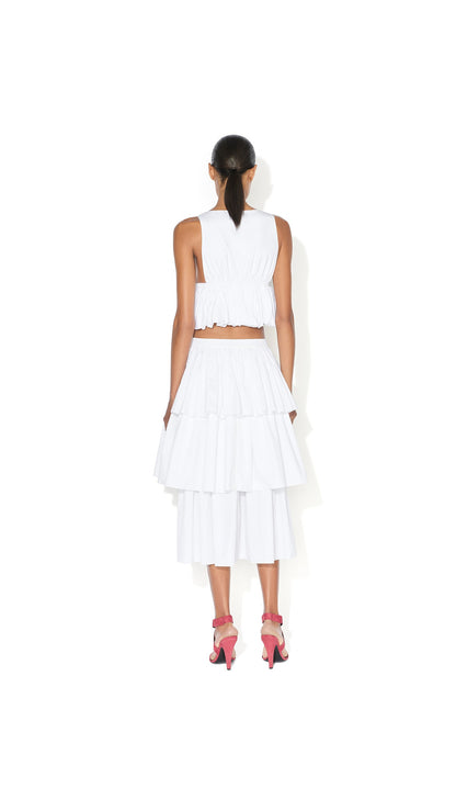 Alaïa Openwork Cotton Ruffle Skirt